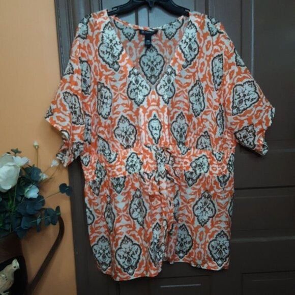 INC. International Concept Women's Tunic Transparent Blouse Size 22W - Picture 1 of 9